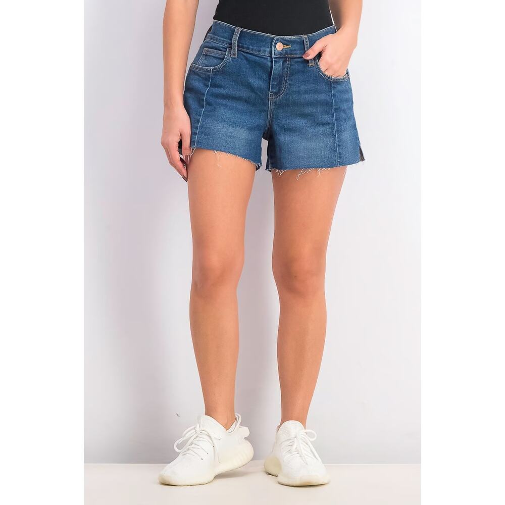 Old Navy Boyfriend Seamed Cutoff Denim Jean Shorts Dark wash stretch Cutoffs 8 - Picture 4 of 11